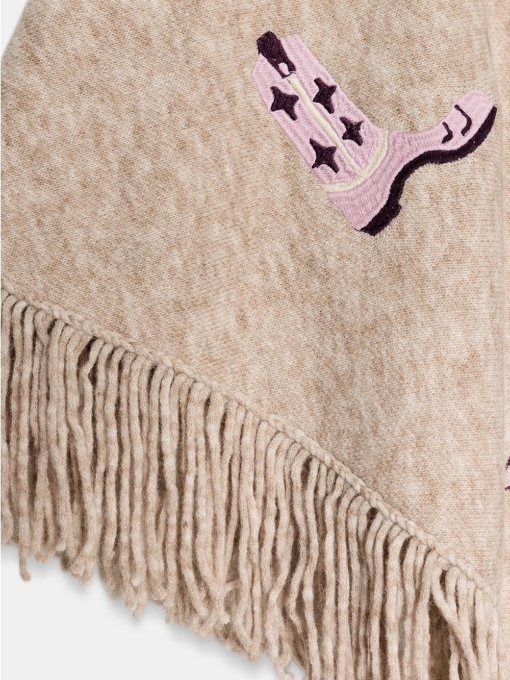NWT Zara Woman Accessories Bloggers Fav EMBROIDERED FRINGED SHAWL Horse Western - Picture 7 of 14